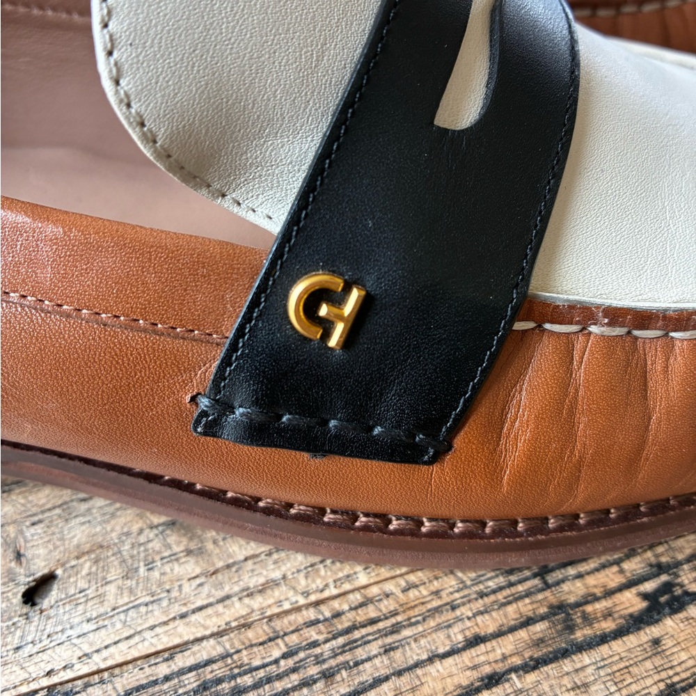 Cole Haan Three-Tone Leather Penny Loafers — Cream, Black & Tan - Picture 4 of 5